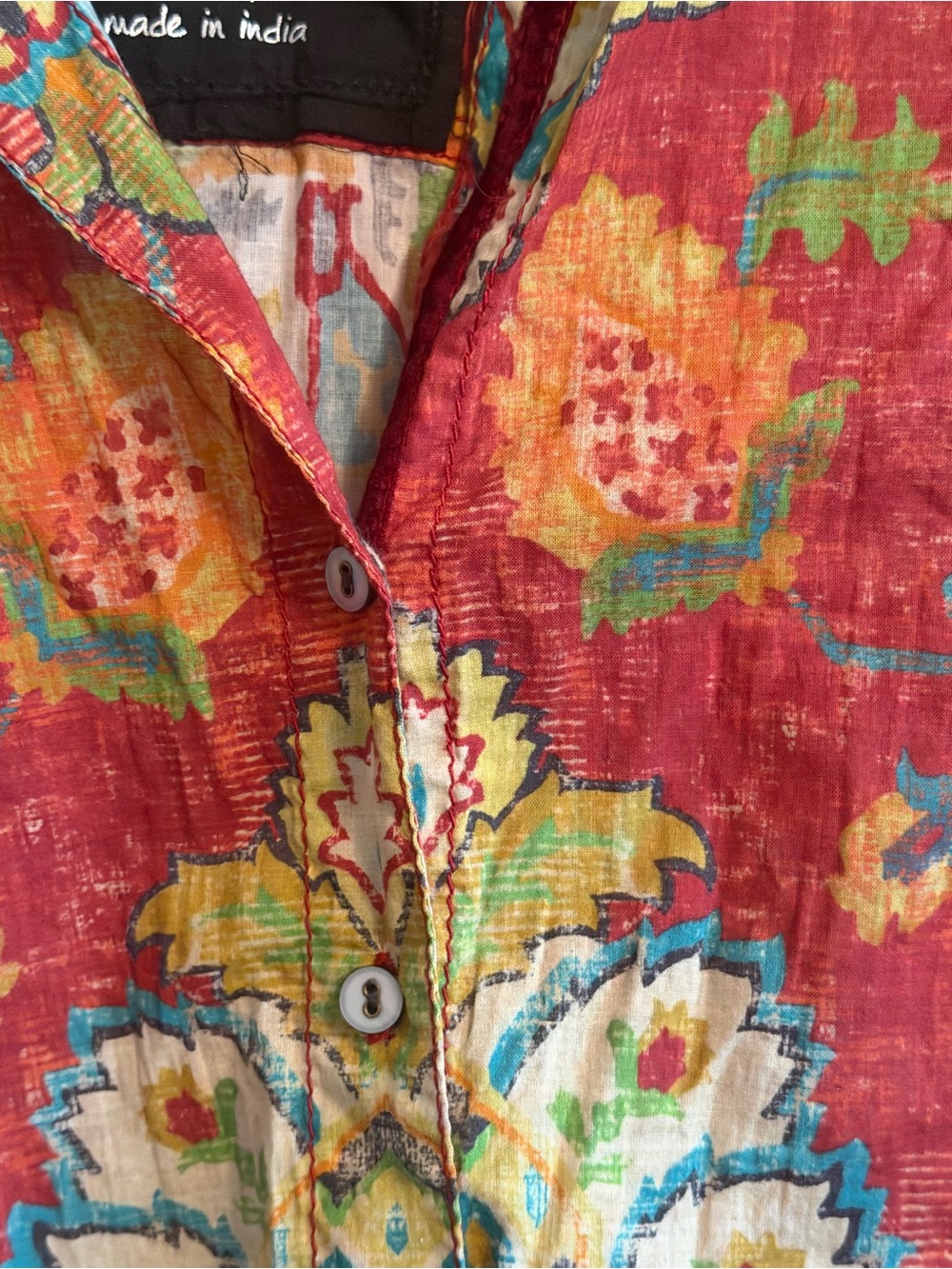 Women’s Red Floral Button-Up Shirt - - Picture 5 of 6
